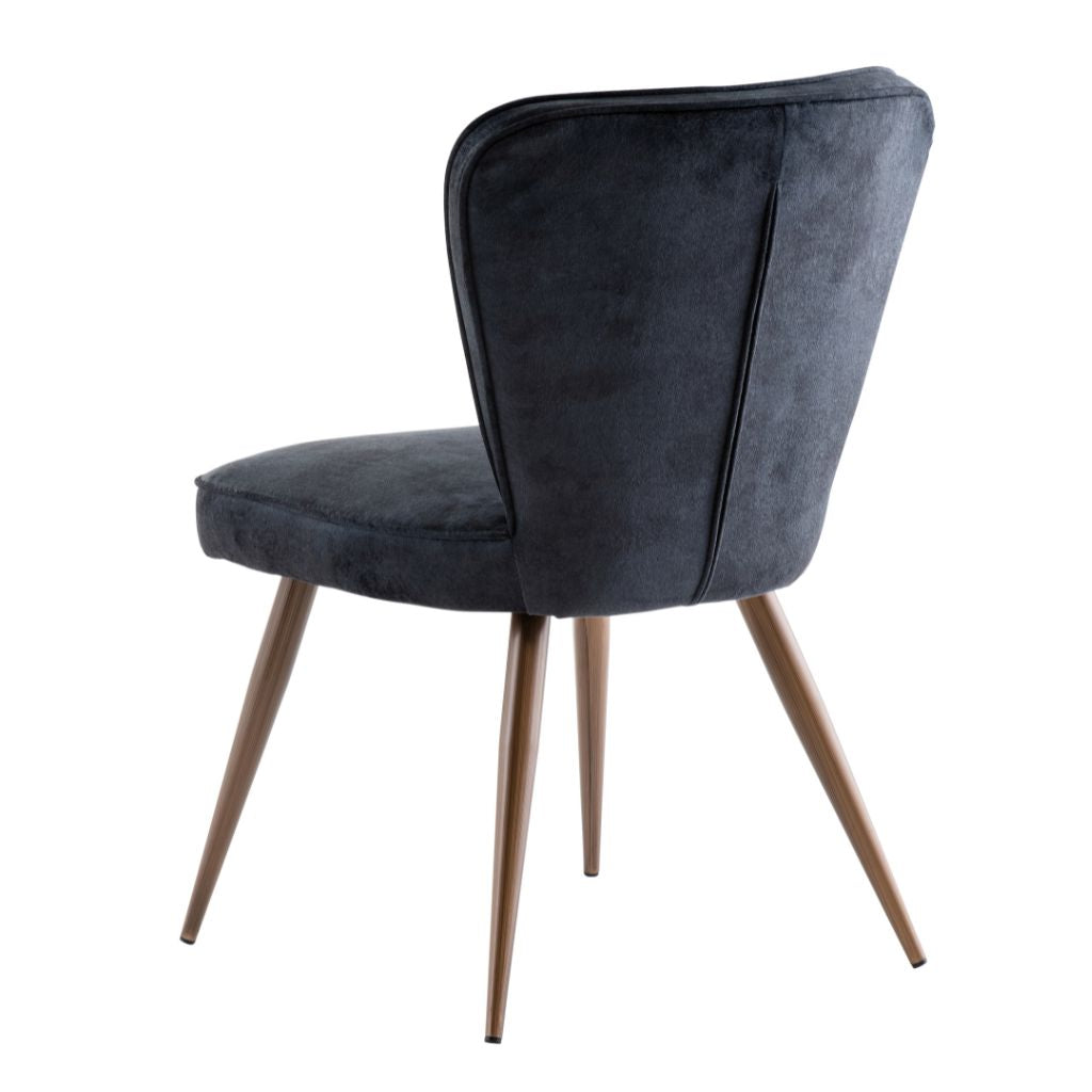 Flero Black Fabric Dining Chair with Brass Leg Back