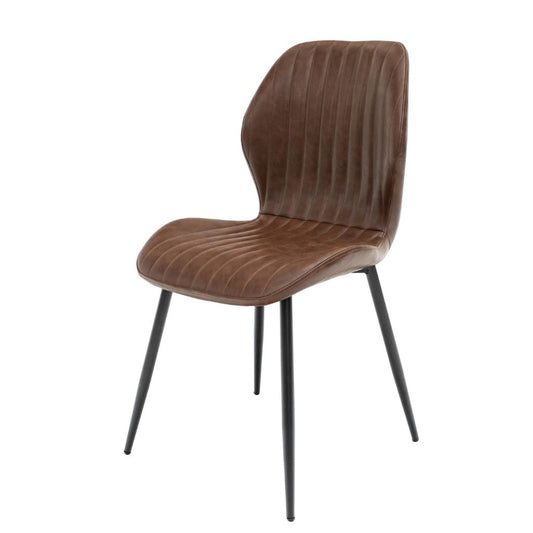 Fontini Tan Faux Leather Dining Chair Angle