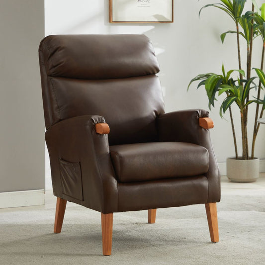 Faux leather brown fireside chair