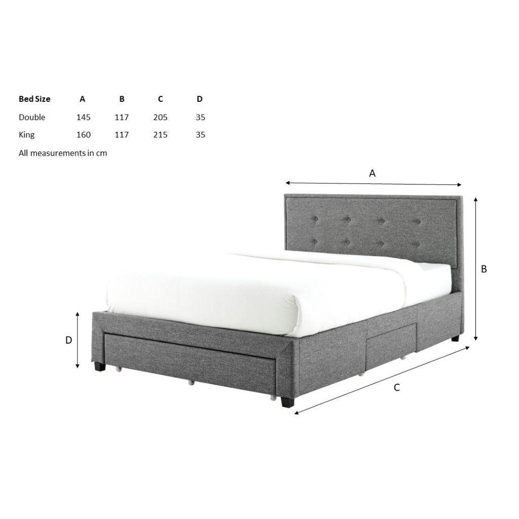 Florence Grey Bedframe Dimensions