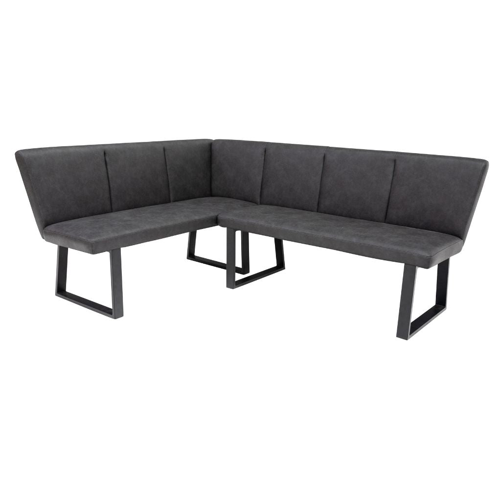 Framura Charcoal Faux Leather Corner Bench