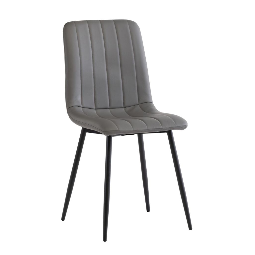 Box of 4 Grey PU Dining Chairs 
