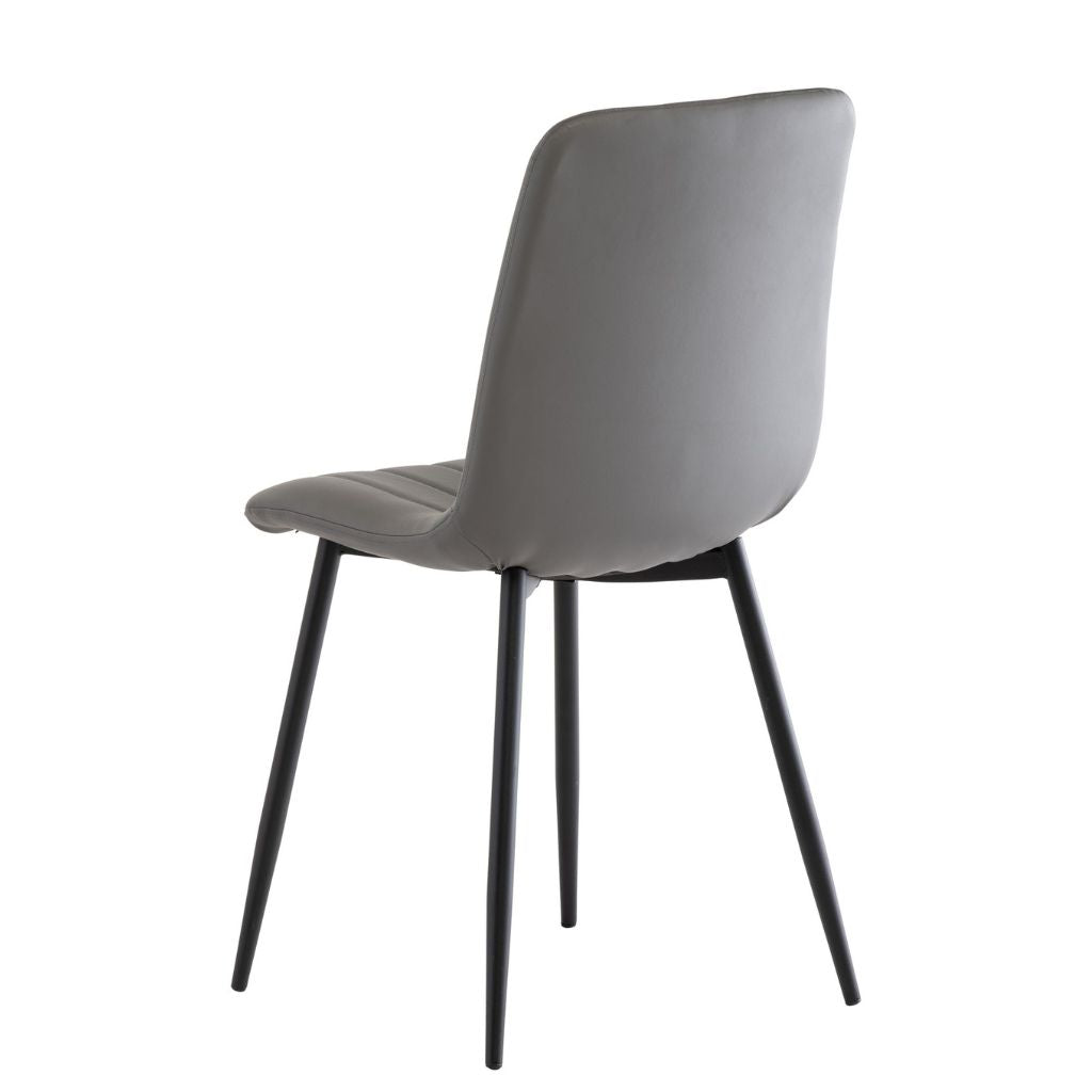 Box of 4 Grey PU Dining Chairs Back