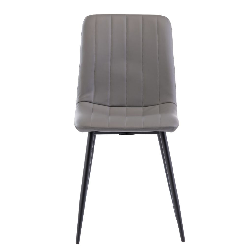 Box of 4 Grey PU Dining Chairs Front