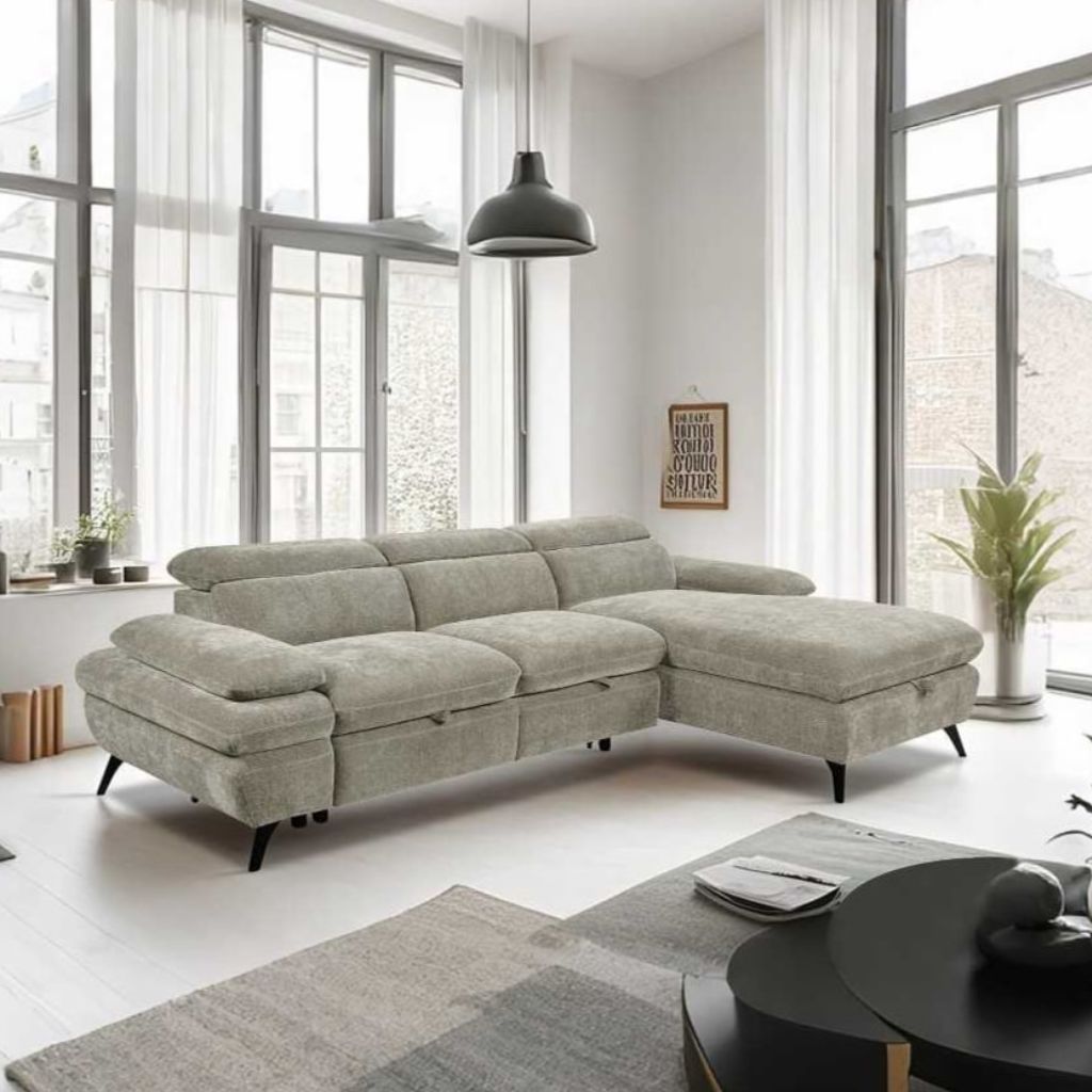 Hannah Cream Corner Sofa Bed
