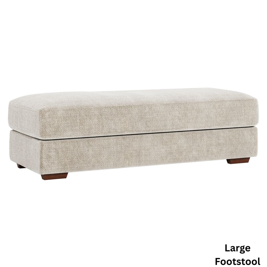 Beige large footstool on a white background