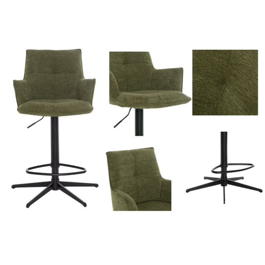 Jacob Green Fabric Bar Stool Side