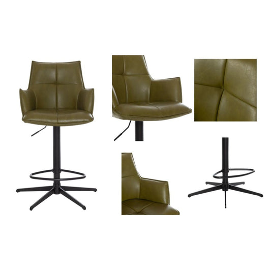 Jacob Green PU Bar Stool Side