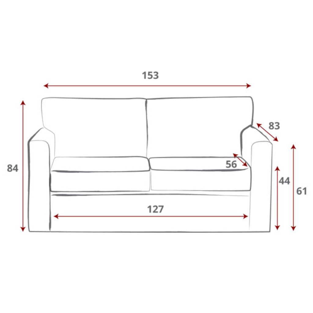 Kendal Chrono Charcoal 2-Seater Sofabed Dimensions