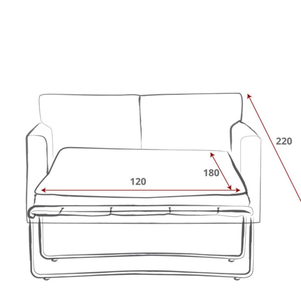 Kendal Chrono Charcoal 2-Seater Sofabed Dimensions Open