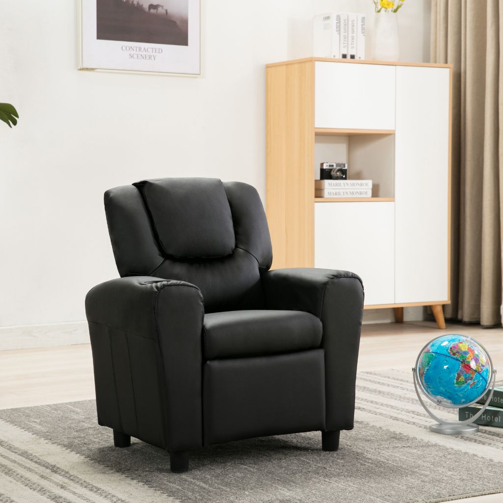 Kids Recliner in Black Angle