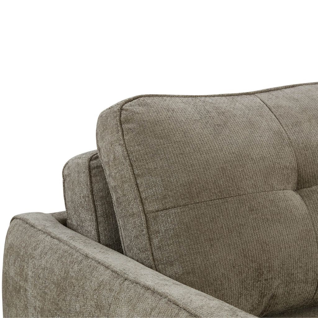 Close up view of the beautiful detail the koda has to offer with pin tuck stitching and a soft chenille fabric.