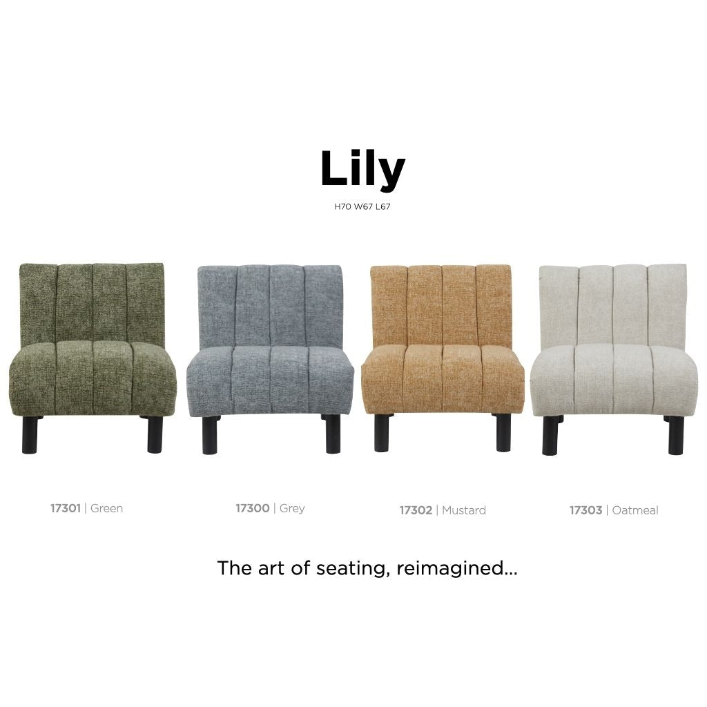 all four shades available in the lily accent chair 
