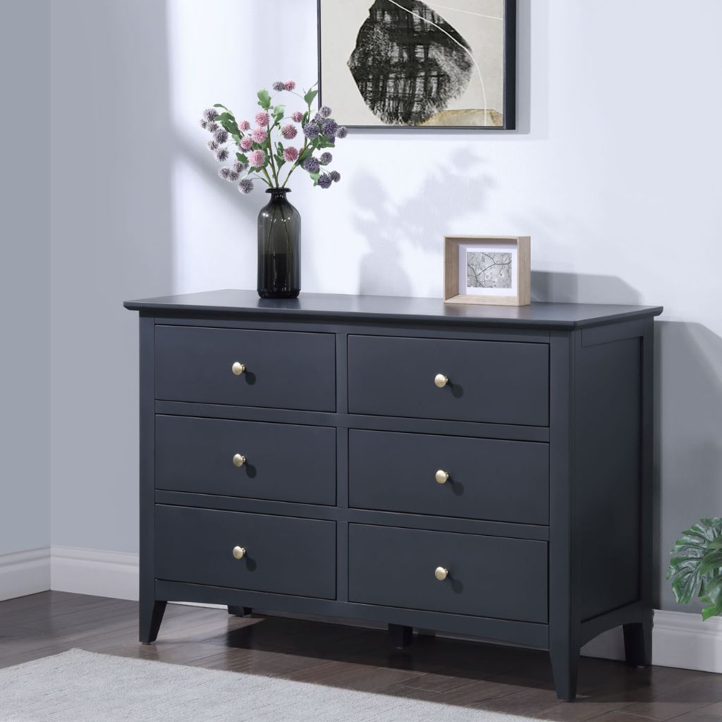 Luciana Off Black 6-Drawer Chest