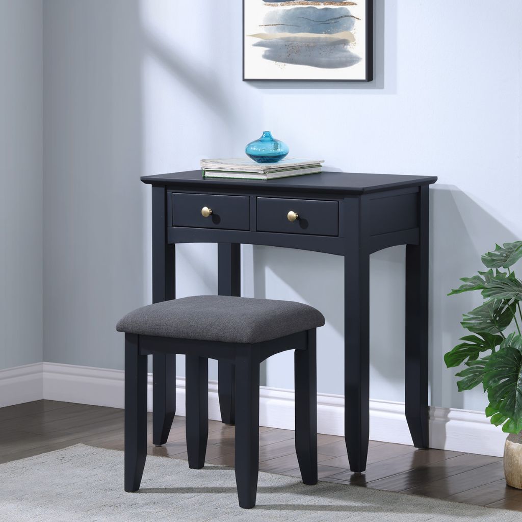 Luciana Off Black Dressing Table and Stool Set