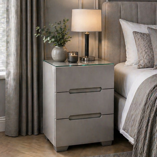 Lux Platinum Grey Bedside Table