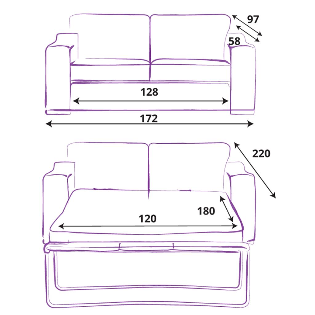 Maxine Opulence Jet Sofabed Dimensions