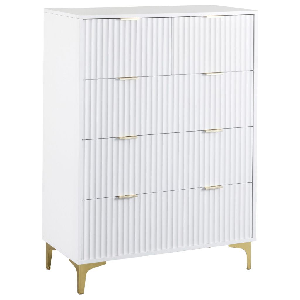 Miami White 3+2 Drawer Chest