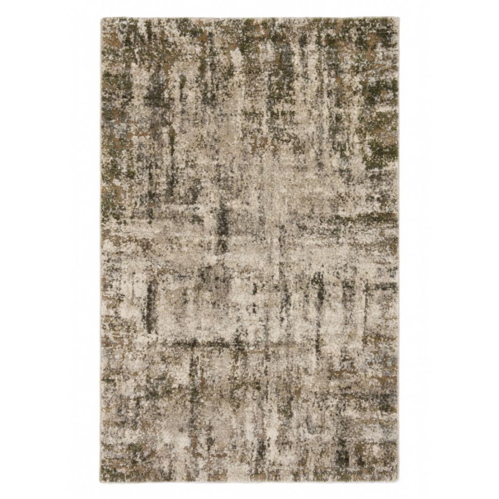 Green area rug with abstract pattern