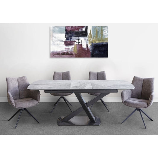 Mirage Dark Grey 1.6m Extending Dining Table + Arco Grey Chairs