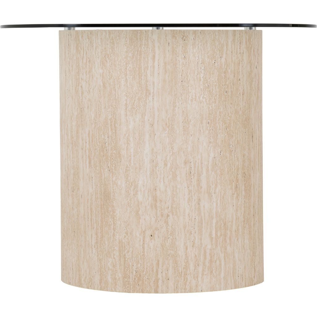 Beige textured dining table leg on a white background