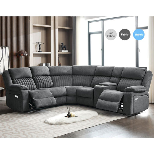 Morgan Slate Grey Electric Reclining Corner Sofa