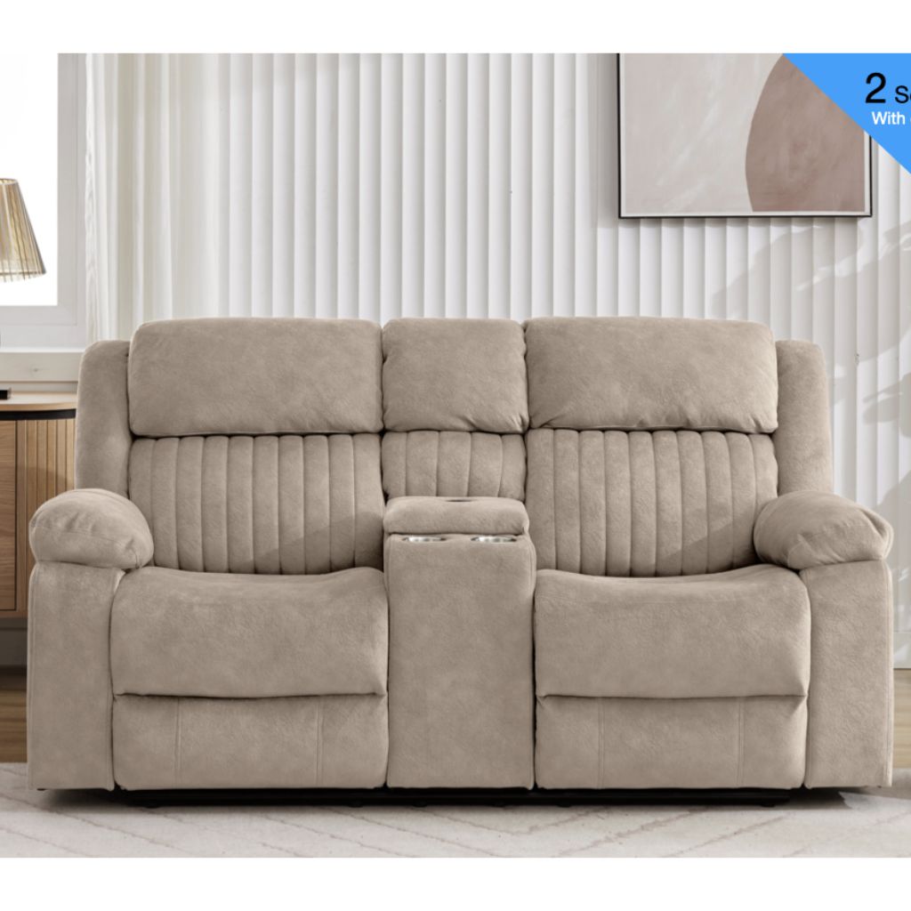 Morgan Taupe Reclining 2 Seater with Console