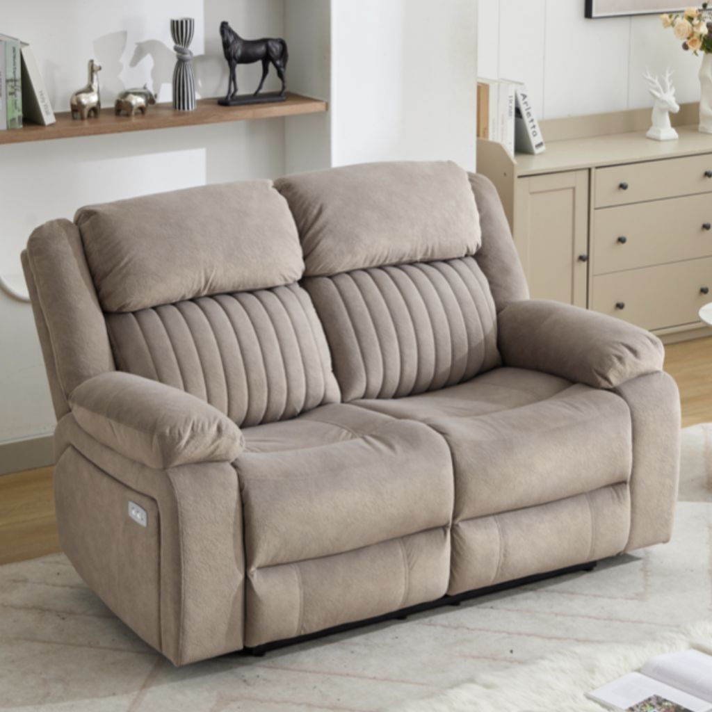 Morgan Taupe 2 Seater Electric Recliner