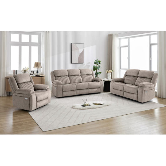 Morgan Taupe 3+2+1 Seater Electric Recliner