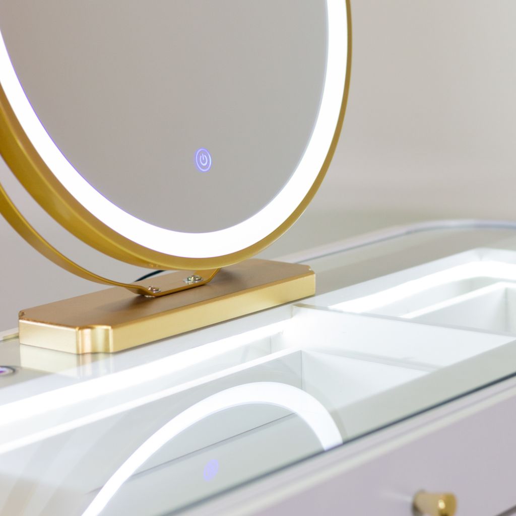 Nadia Plus White Dressing Table Set Mirror