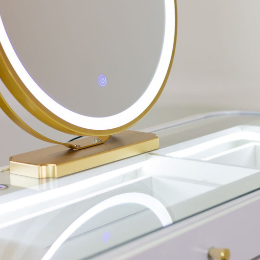 Nadia Plus White Dressing Table Set Mirror
