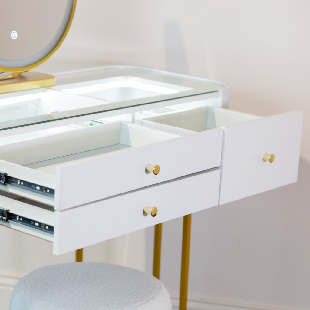 Nadia Plus White Dressing Table Set Drawers
