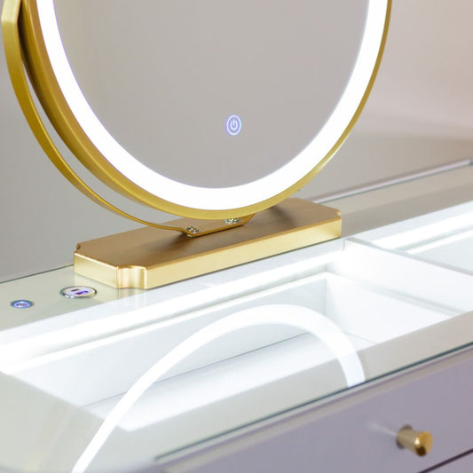 Nadia Plus Grey Dressing Table Set Mirror