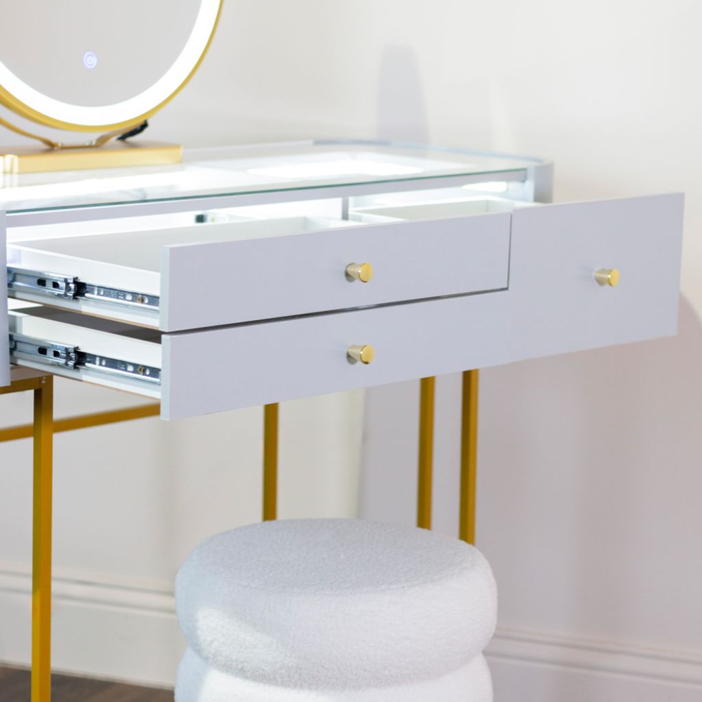 Nadia Plus Grey Dressing Table Set Drawer
