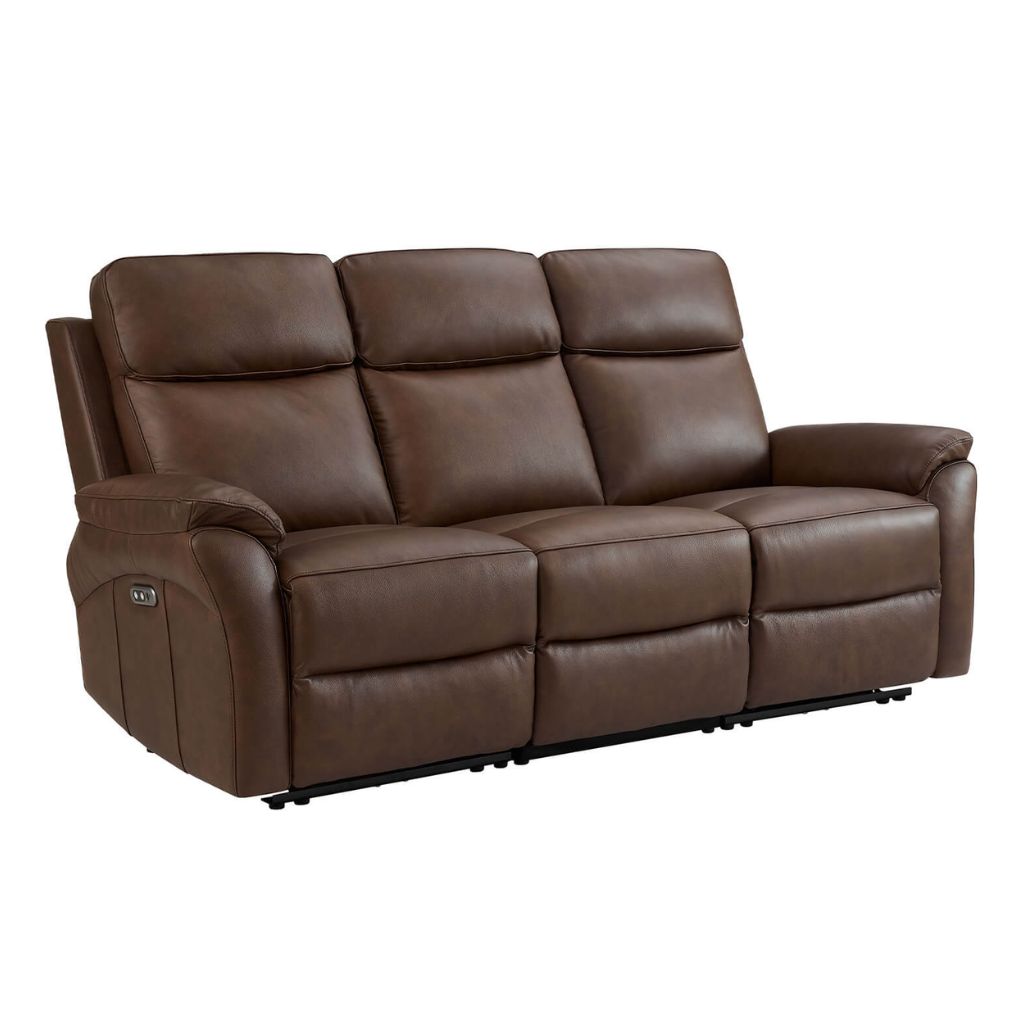 Nardo Brown Leather Electric 3 Seater
