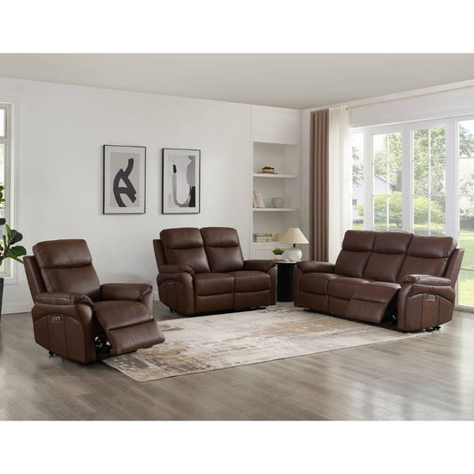 Nardo Brown Leather Electric Reclining Set