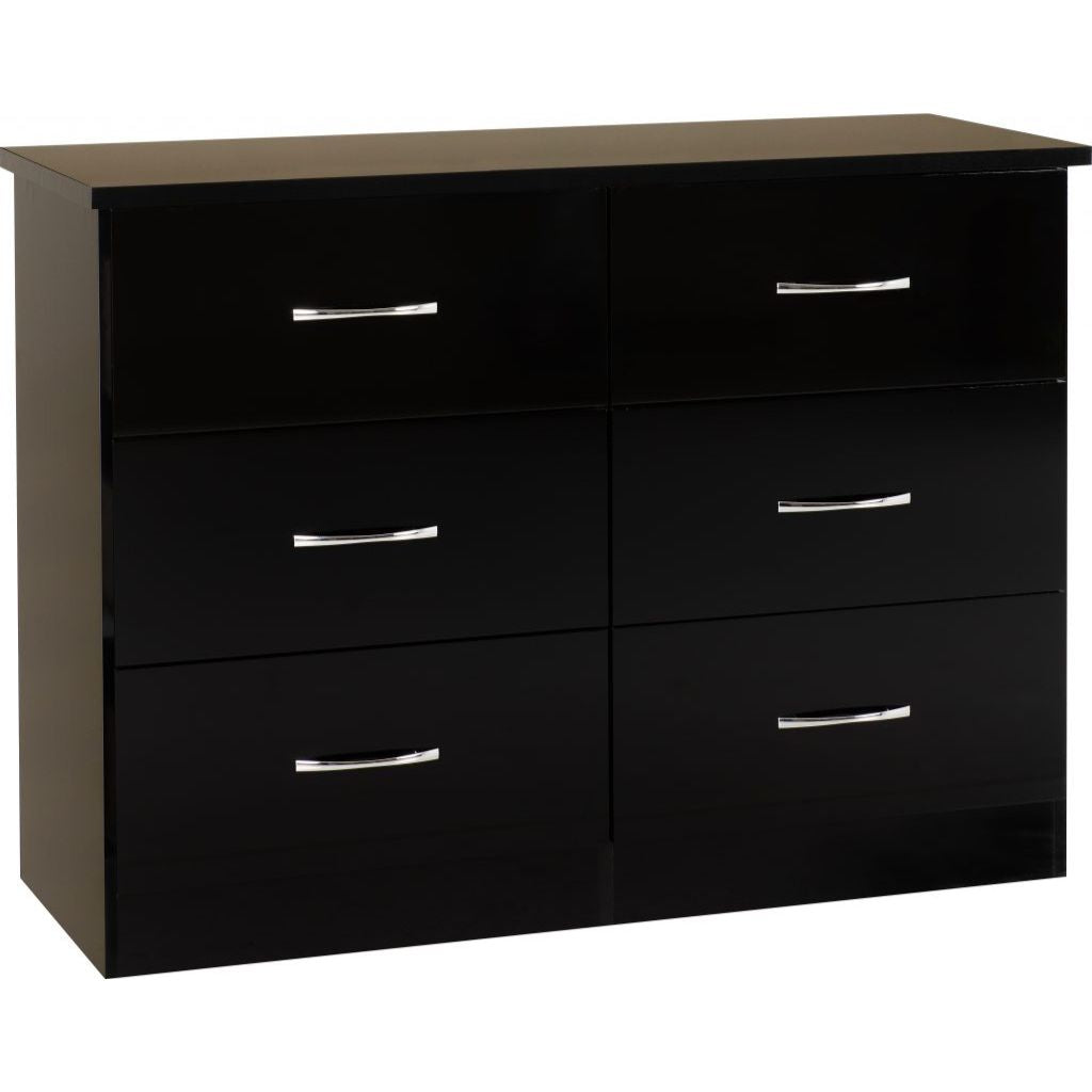 Nevada Black Gloss 6-Drawer Chest