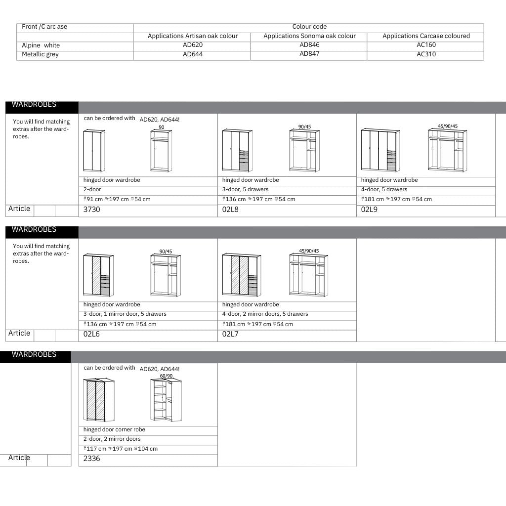 Ontario Wardrobe Dimensions