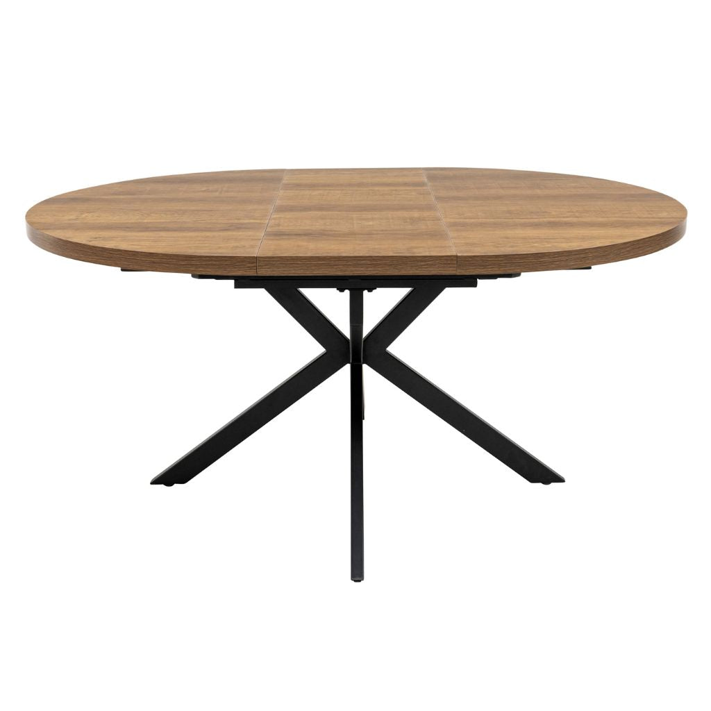 Panni 1.2m Round Dark Oak Extending Dining Table Extended