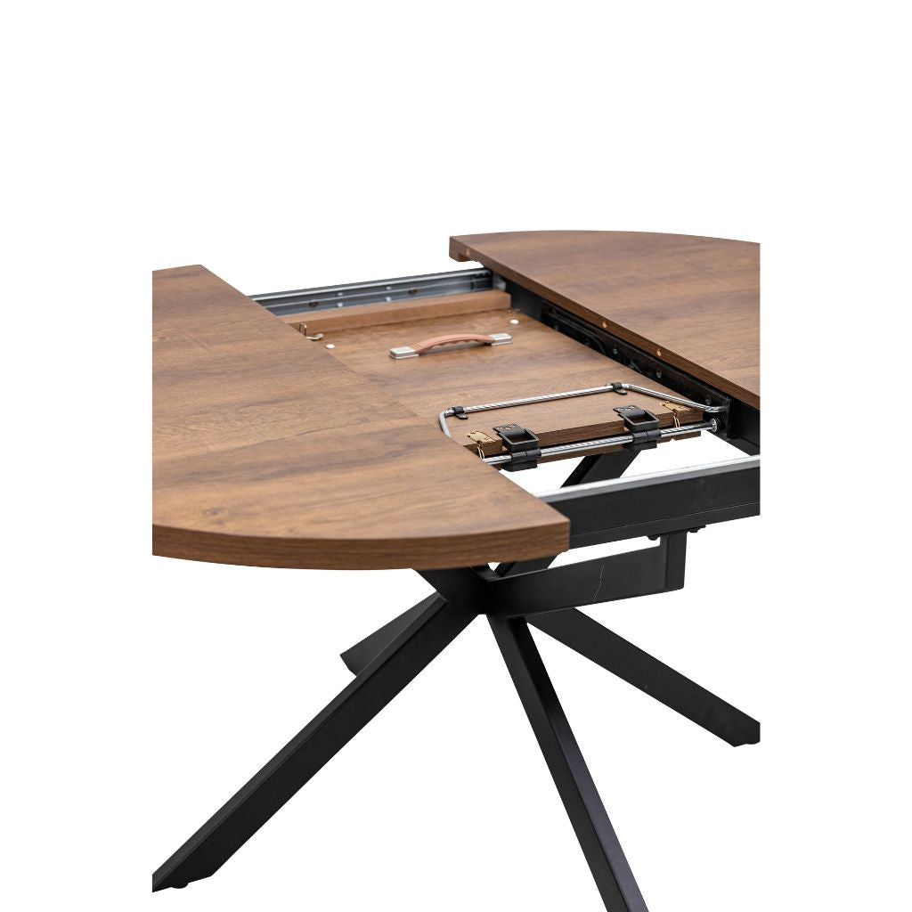 Panni 1.2m Round Dark Oak Extending Dining Table Mechanism