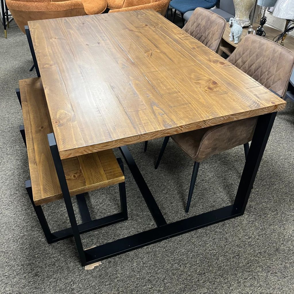 Pembroke 1.5m Dining Table + Bench + 2 Primo Chairs