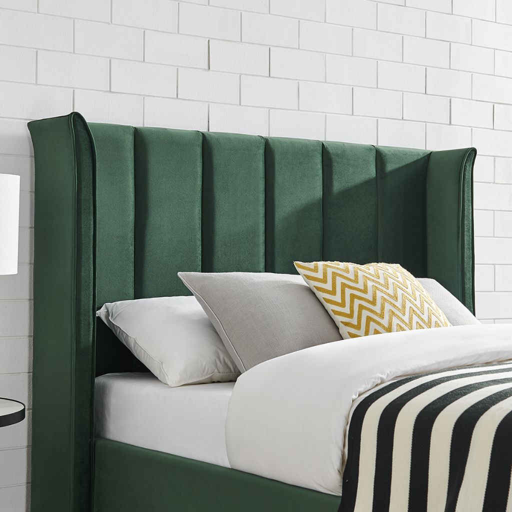 Polaris Green Storage Bedframe Headboard