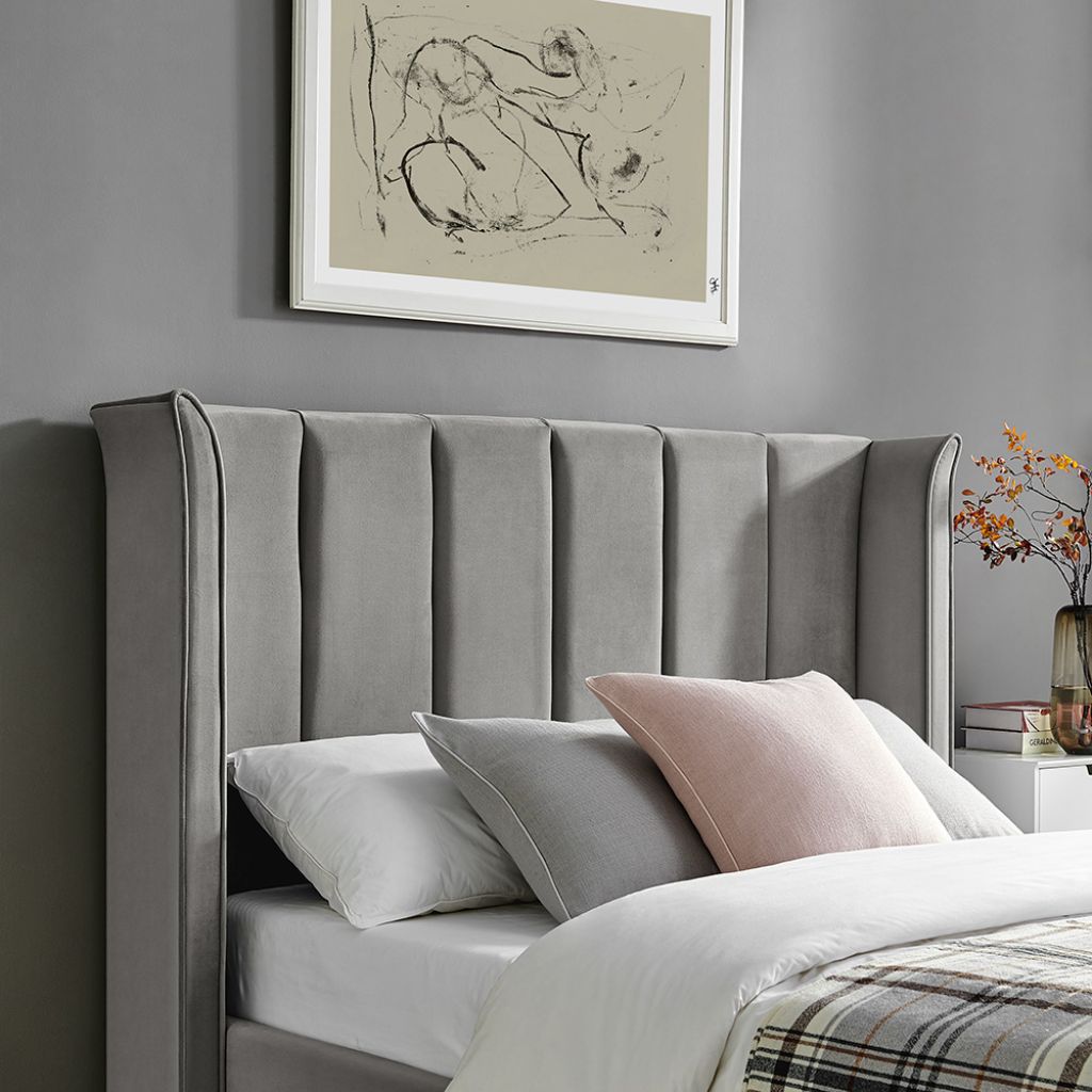 Polaris Grey Storage Bedframe Headboard