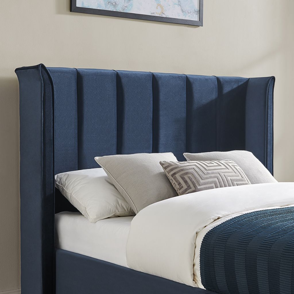 Polaris Navy Storage Bedframe Headboard