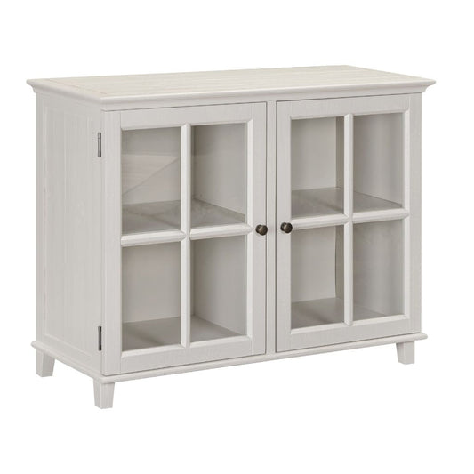Beige cabinet with glass doors on a white background