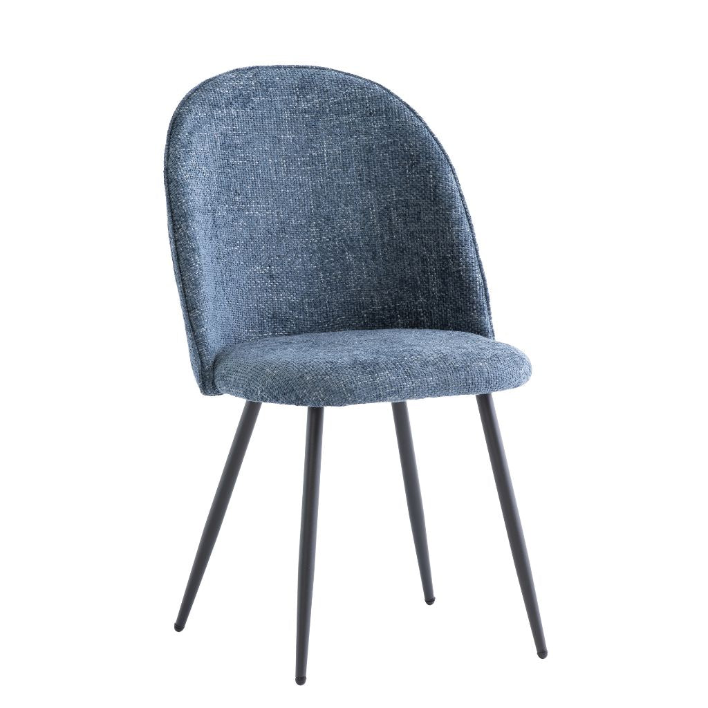 Ranzo Blue Fabric Dining Chair Angle