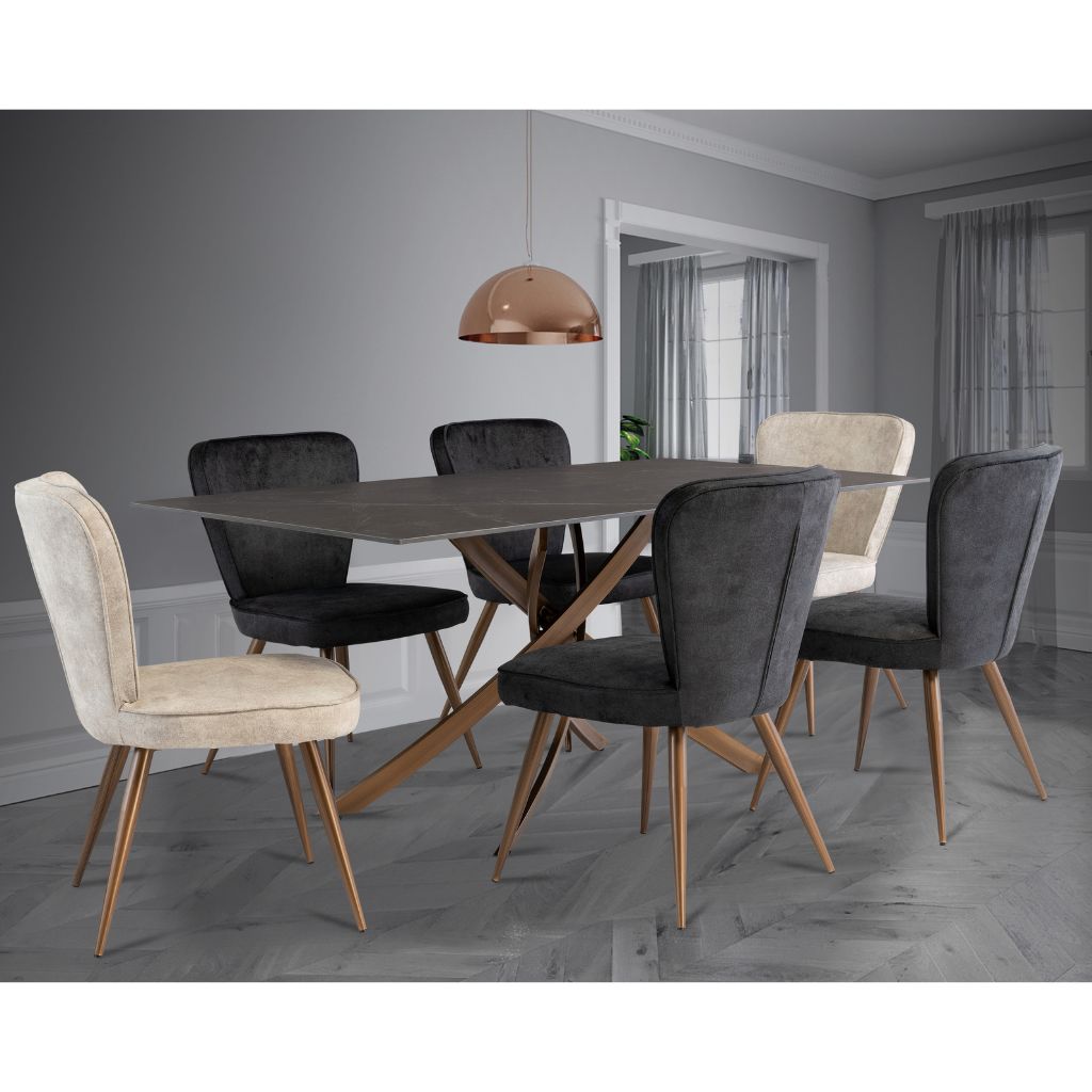 Rico 1.8m Dining Table + 6 Flero Dining Chairs Range Room