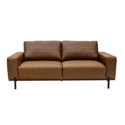 Brown fabric sofa on a white background