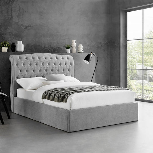 Rosa Storage Bedframe in Light Grey