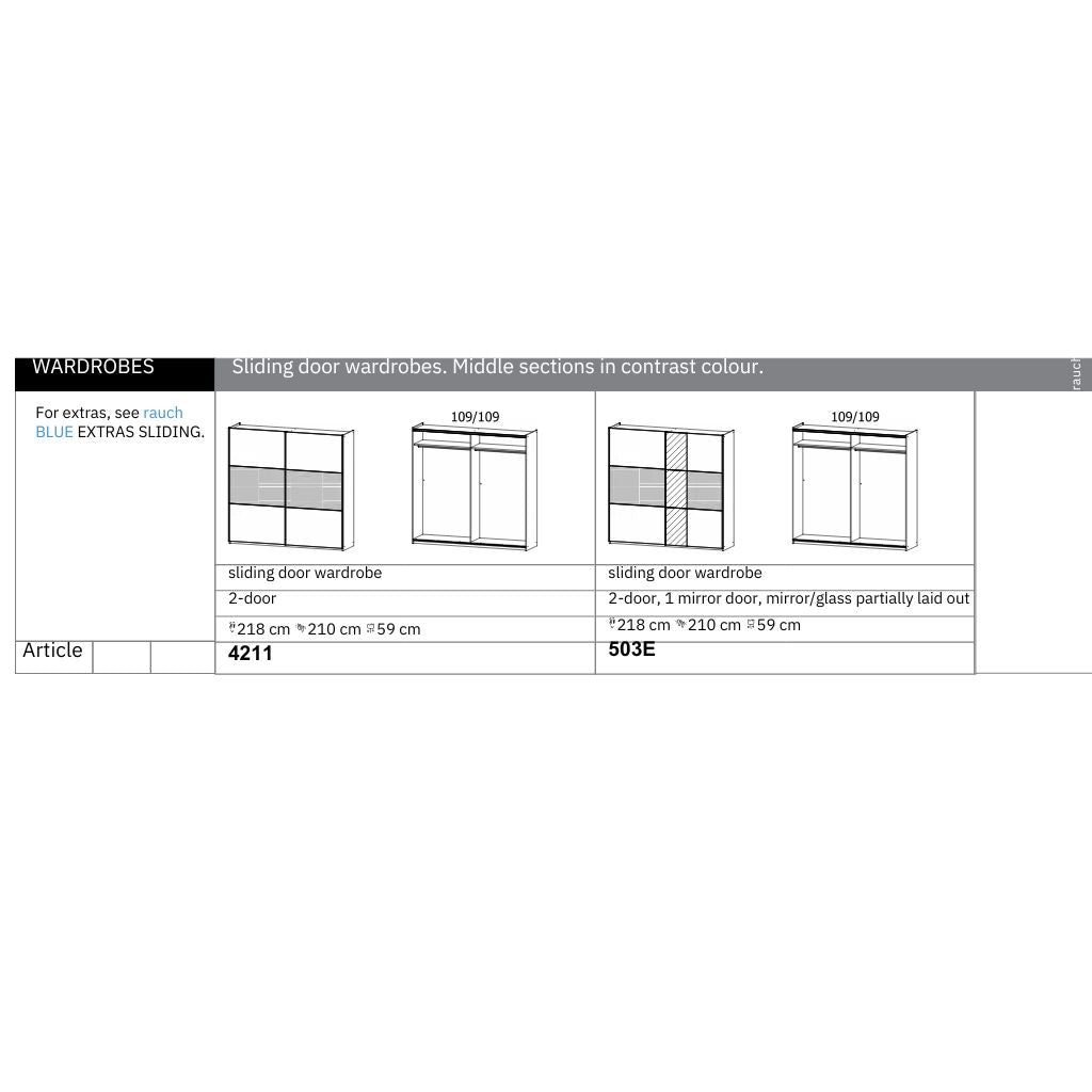 Sajo Sliding Wardrobe Dimensions Options